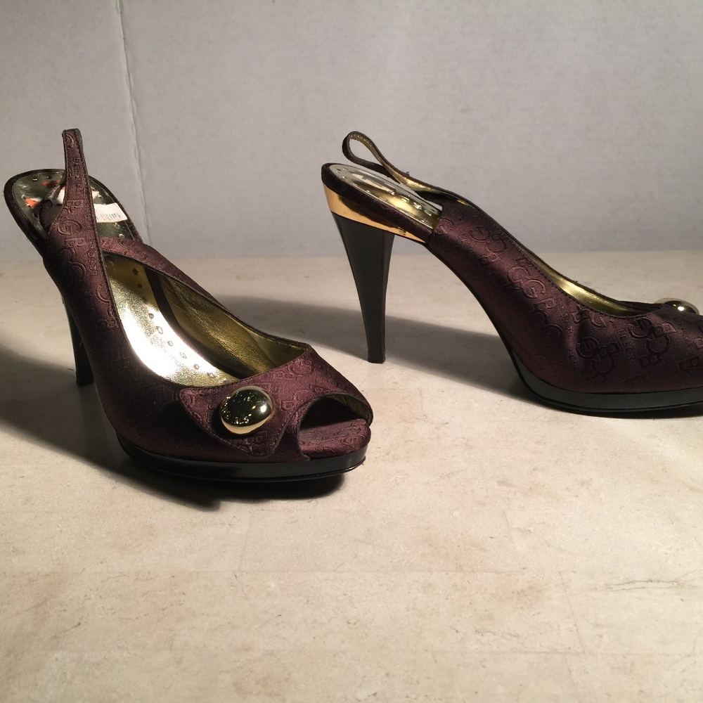 BCBGirls Brown Signature Platform Sling Heels